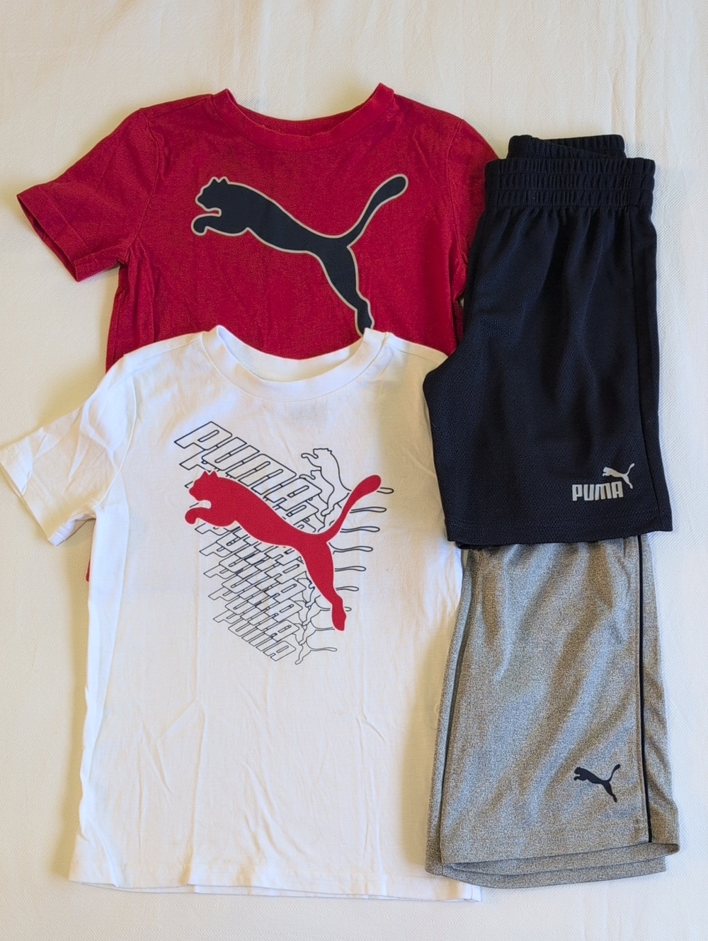Puma Toddler Boys 4 Pc Activewear Set Size 5 Shorts & T-shirts Matching Lot